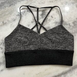 ALO Yoga Gray Strappy Sports Bra